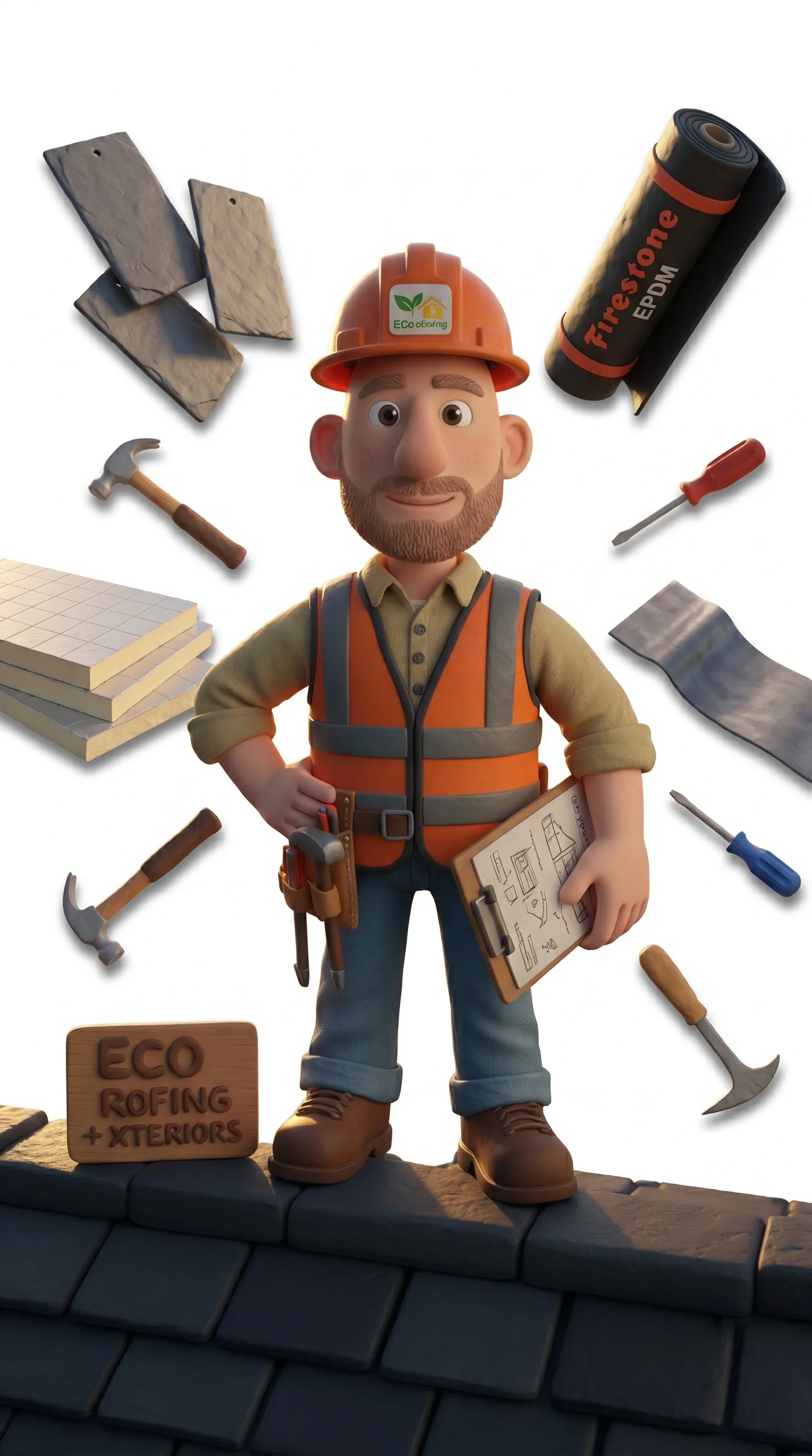 Sean with all the materials and tools floating around him